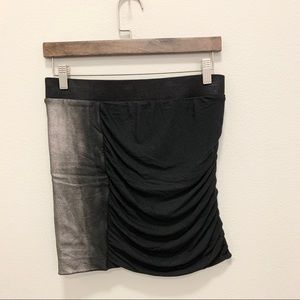 Krisa Color block Coated Shimmer Mini Skirt